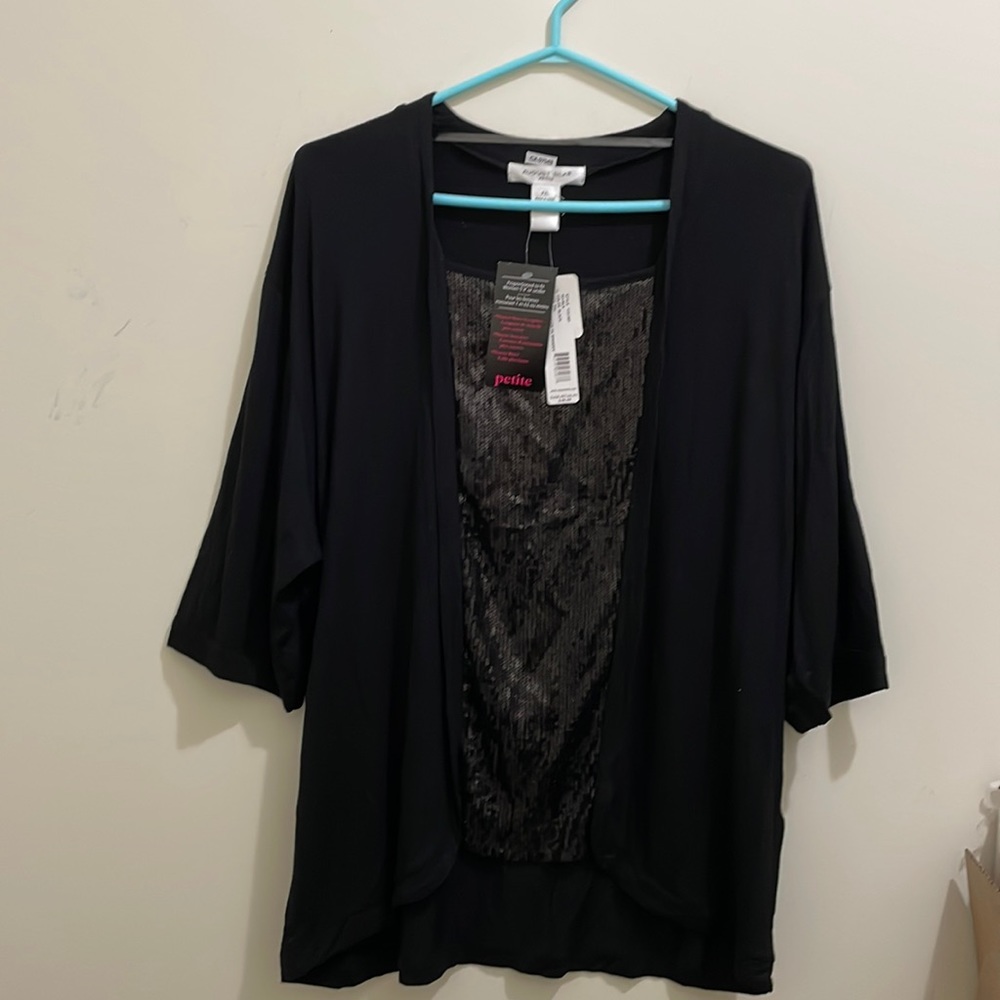 August Silk black sequence top (sz pxl)